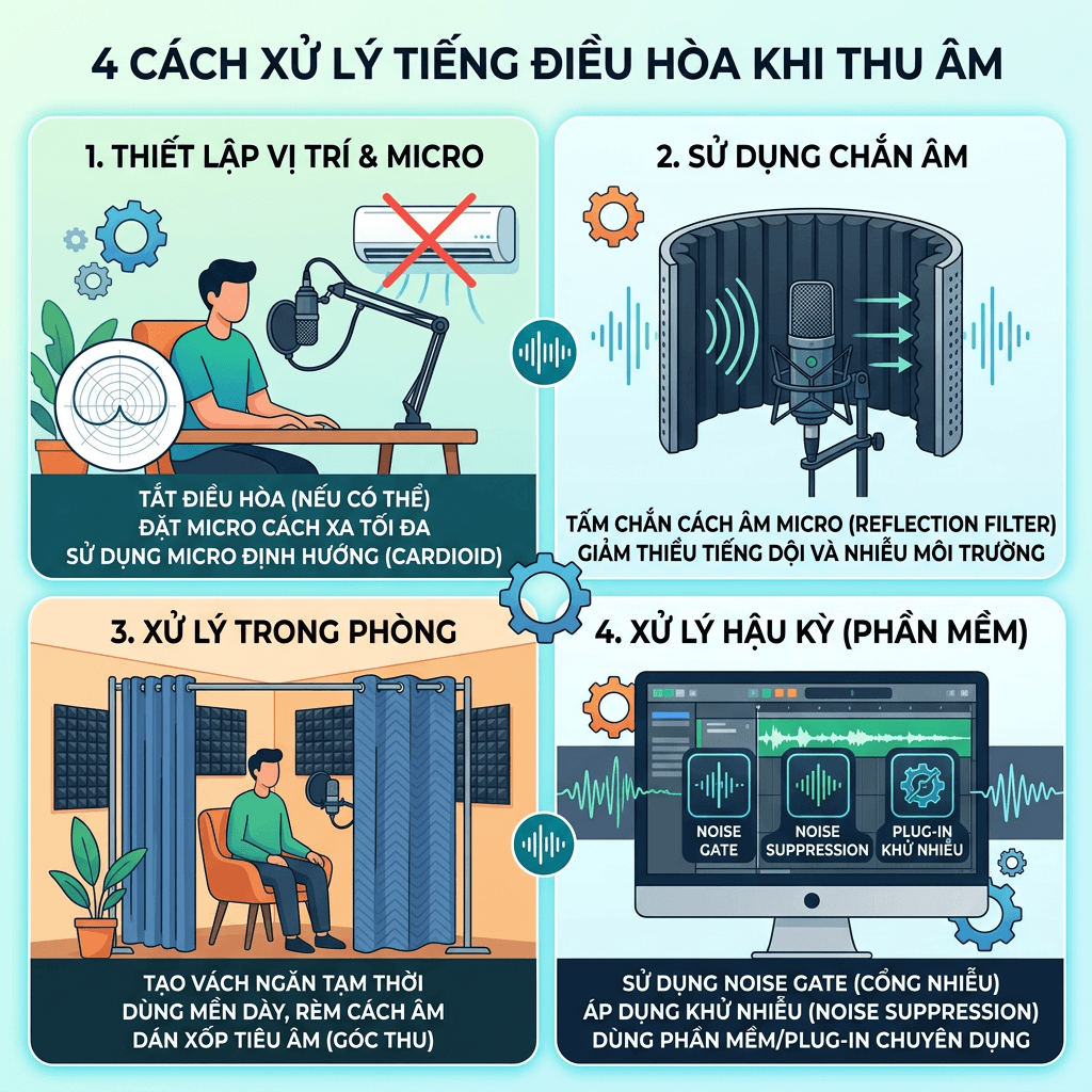Cách Xử Lý Tiếng Điều Hòa Lọt Vào Micro Khi Thu Âm
