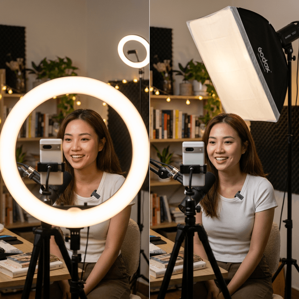 Đèn Livestream — Ring Light Hay Softbox, Loại Nào Phù Hợp Cho Bạn?